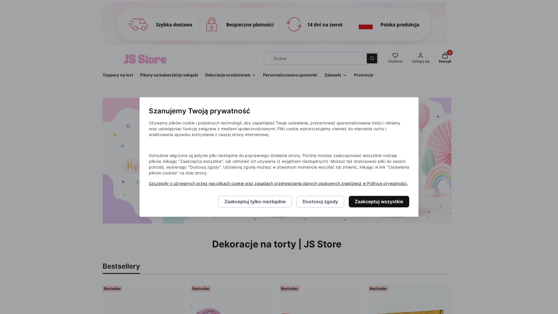 JS Store - Ozdoby na tort - podgląd